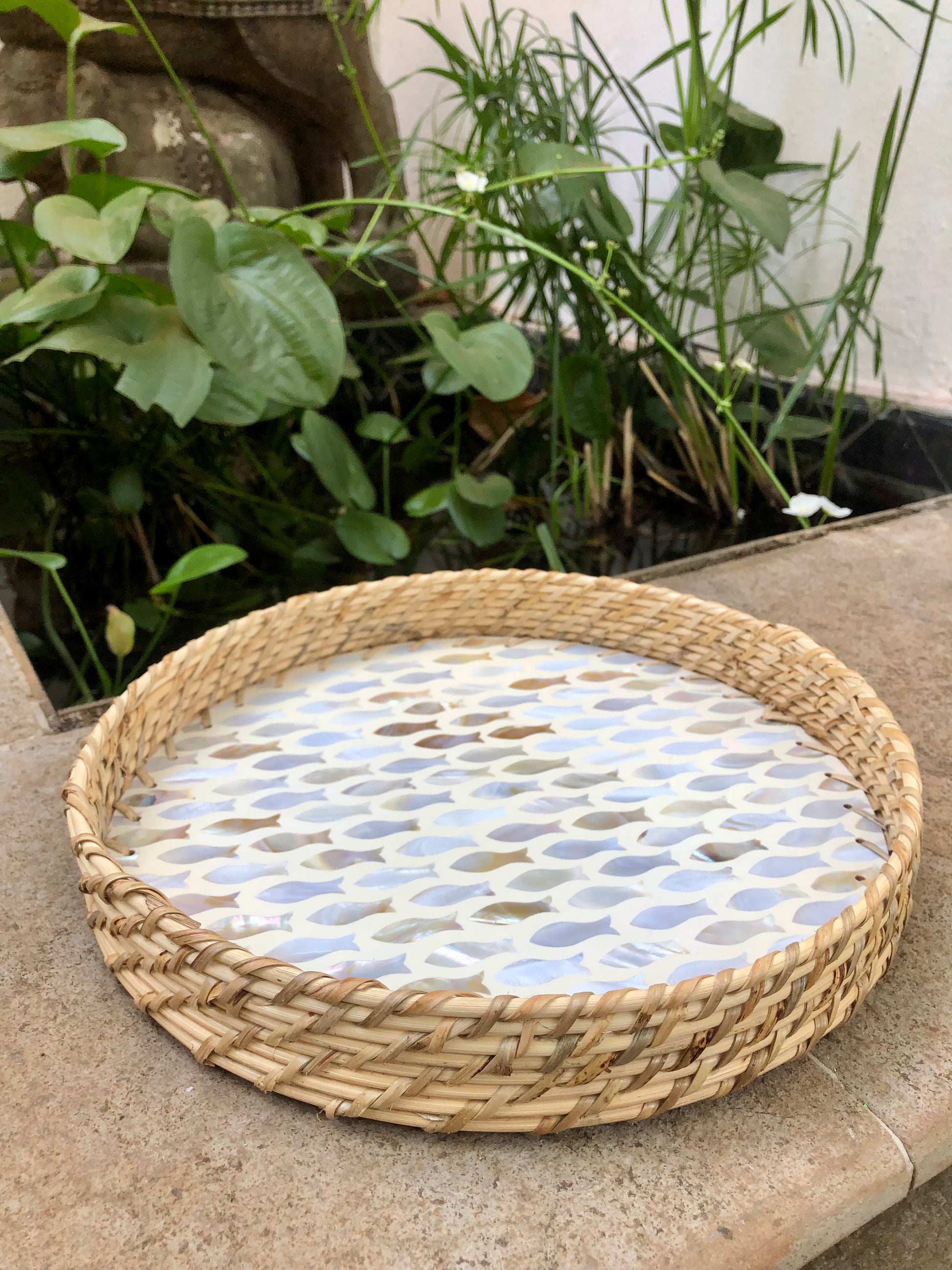 Fish Shell Rattan Tray – Wood and Salt