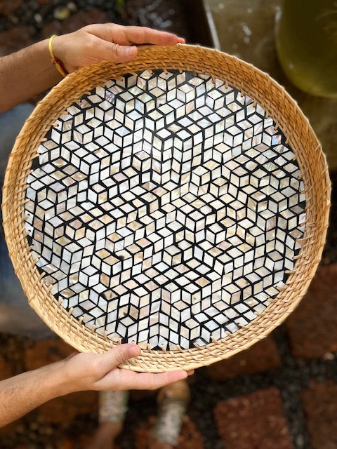 Shell Rattan Tray